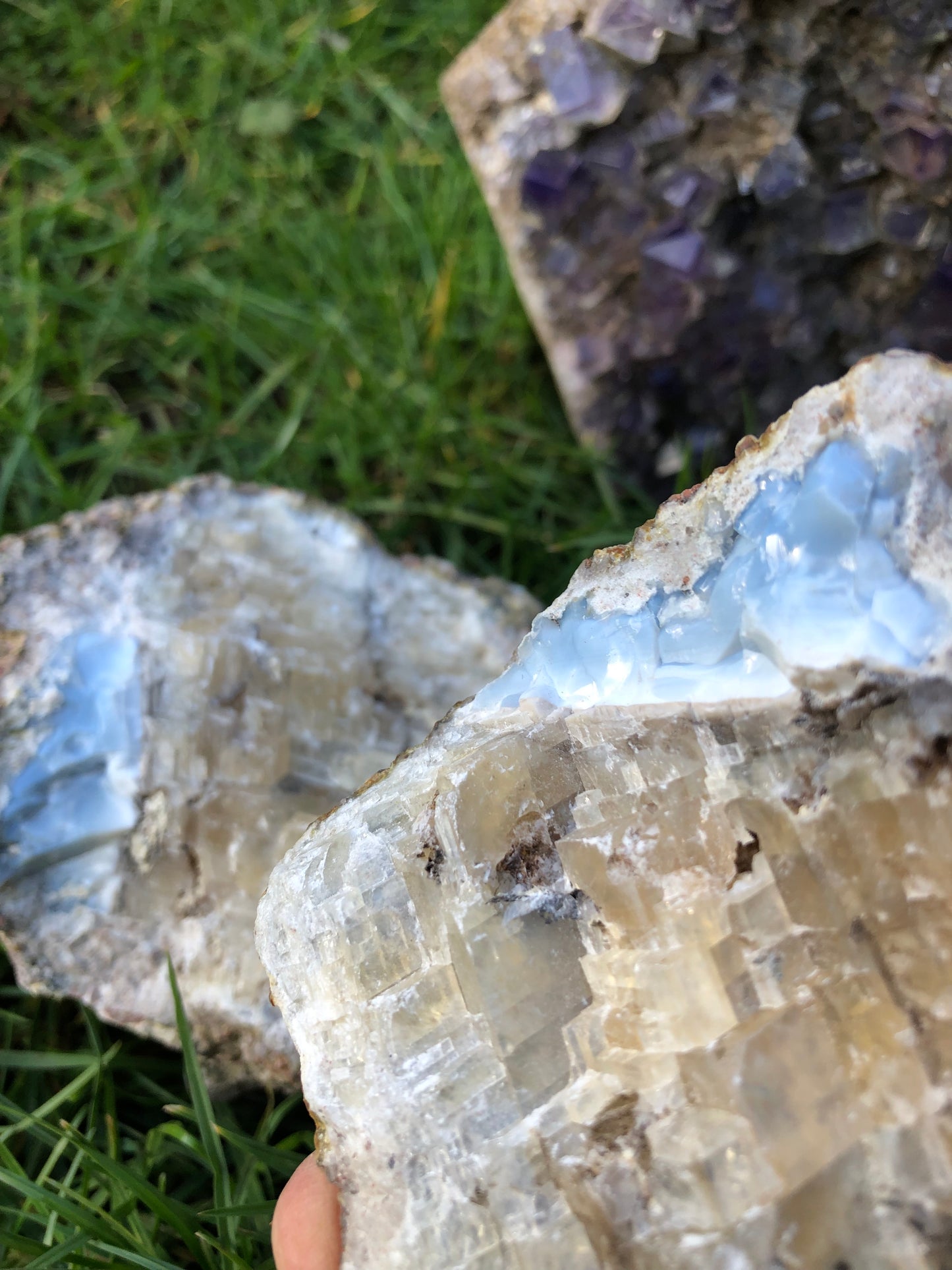 Blue Opal and calcite Boulder